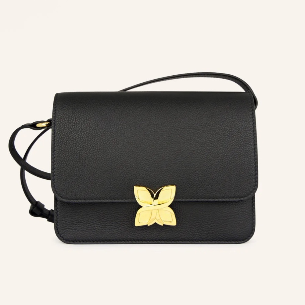 NEW Fleuron Hortensia Shoulder Bag in Black Noir - Picture 2 of 13